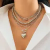 Ожерелья с подвесками HUANQI, комплект из 4 предметов из бисера, короткое ожерелье с сердечком любви для женщин и девочек, геометрическая пряжка OT, хип-хоп, винтажные ювелирные изделия, подарки