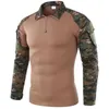 メンズアウトドアカモフラージュシャツ軍事戦闘CSクイック乾燥Tシャツ屋外ハイキングアドベンチャー高品質のメンズTシャツ5XL 240219
