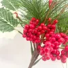 Decorative Flowers 1 Pc Artificial Pine Plant Branches Fake Plants Green Leaf Simulation Red Berry DIY Crafts Christmas Ornamental Home 2024303