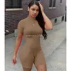 2024 Designer Kurzarm Strampler Sommer Frauen Bodycon Overalls Casual Solide Dünne Playsuits Einteilige Outfits Weibliche Silm Overalls Großhandel Kleidung