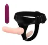 Sangle de harnais ultra élastique sur double gode réaliste Strapon pantalon mini vibrateur jouets sexuels pour couples lesbiens femme Sex Shop Y2005430484