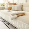 Coprisedie Cuscino per divano di colore chiaro con bordo in nappa 2024 Fodera universale per quattro stagioni Cuscini per asciugamani in tessuto intrecciato Deluxe Federa