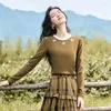 Women's T Shirts Inman Women Tees 2024 Autumn Long Sleeve Classic Contrasting Ribbed Collar Slim Fit T-shirt broderi Chic Apricot Coffee