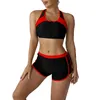 Maillot de bain pour femmes Maillot de bain deux pièces Gymnastique Maillot de bain sans manches Fermeture à glissière avant Soutien-gorge de sport Gilet Débardeur Short Ensemble Survêtement