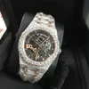 腕時計新しいバージョンSkeleton VVS1 Diamonds Watch Pass TT Rose Gold MixedSier Top Quality Mechanical ETA Movement Men Luxury 220i