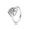 Bagues de cluster Authentique 925 Sterling Silver Shimmering Rose Bague de mode pour les femmes Cadeau DIY Bijoux