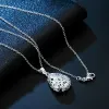 45cm Charms Fine Hollow Drop Pendant 14K White Gold Necklace for Women Jewelry Luxury Fashion Designer Party Wedding Gift