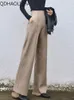 Women's Pants Women Elegant Autumer Winter Knit Thick Temperament Ladies Woolen Wide Leg Casual Loose High Waist Trousers