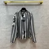 Vinatge 2024 Silk Blackwhite Crew Neck Long Sleeves Silk Women's Shirt Buttons Women Cardigans 3036