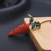 Brooches Red Rhinestone Carrot Alloy For Woman Girls Clothing Accessories Party Casual Brooch Pin Gift