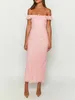 Casual Dresses Women's Summer Long Evening Party Dress Elegant Pink Backless Off Shoulder Strapless Ruffle Bodycon Cocktail Prom Street