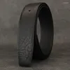 Gürtel 3,3 cm Männer Vollnarbenleder Taillengurt Luxus Hohe Qualität Ohne Schnalle Ceinture Homme Schwarz