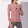 Lu Align Damen-Yoga-Outfit, Fitness, Herbst, Laufjacken, Workout, solide Passform, dehnbarer Turnmantel mit Reißverschluss, eng anliegend, weich, Sweatshirt, Jogger, Gry Lu-08 2024