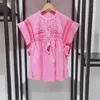 Women's Blouses 2024 Pink Or White Cotton Shirt Women Pleated Sleeveless O-neck Summer Loose Front Buttons Female Blouse