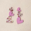 Kolczyki Dangle 2024 serce urocze przezroczyste i różowy kolor sznur akrylowy wisiorek kolczykowy biżuteria Walentynki