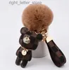 Keychains Luxury Bear Hair Ball Design Keychain Favor Flower Bag Keyring Gift Animal Nyckel Tillbehör Llavero 240303