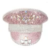 Bérets Chapeau de mariée à paillettes blanches avec perles incrustées pour la fête de fiançailles de mariage