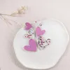 Kolczyki Dangle 2024 serce urocze przezroczyste i różowy kolor sznur akrylowy wisiorek kolczykowy biżuteria Walentynki