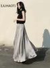 Kvinnor Pants Summer 2024 Elegant Sagging Sensation Chiffon Wide Leg Trousers Temperament High midje Loose Satin kjol