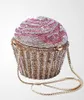 Xiyuan Women Mini Cupcake Formella kvällspåsar och kopplingar Metal Minaudiere för Wedding Pary Clutch Purse Shoulder 240223