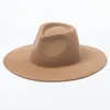 Classical Wide Brim Porkpie Fedora Hat Camel Black 100 Wool Hats Men Women Crushable Winter Derby Wedding Church Jazz 240219