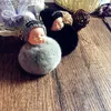 Keychains Lanyards Keychains Lanyards Fur Ball Doll Pom Sleeping Baby Doll Pompom Keyring Wallet Phone Pink Accessories 240303