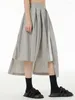 Kjolar för kvinnor hög elastisk midja grå oregelbunden band lång casual mode vårens höstkläder 2024 faldas