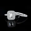 Smycken 925 Sterling Silver Halo Wedding Band förlovningsring Set för kvinnor 29ct Emerald Cut AAAAA CZ Fashion 240220