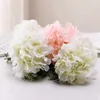 Fleurs décoratives hortensia têtes en soie paquet de 20 entièrement artificielles avec tiges pour mariage