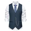 Men's Vests Cross Border Amazon 2024 Spring/Summer Solid Color European Wedding Banquet V-neck Suit Vest