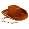 Bérets Léger Performance de scène occidentale Performance réglable Cowgirl en tissu non tissé avec un chapeau de cowboy de sangle de menton pour femmes les hommes larges bordure
