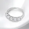 Anéis de cluster cor branca 4mm moissanite anel para mulheres 1.5ct pedra combinar diamante casamento banda noiva s925 prata esterlina gra