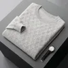 Men's Sweaters Pure Wool Sweater Round Neck Diamond Square Thick Cashmere Long Sleeve