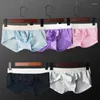 Sous-vêtements LNRRABC 2024 1pcs Boxer Sexy Ice Soie Sous-vêtements Mâle Respirant Panty Hommes Poche Lingerie