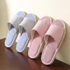 Wood Pinstripe Home Flooring Four Interior Seasons Summer Male and Female Couples Cotton Linen Open Toe Flip-flops 252 Fe 701