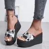 Sandals Ladies Shoes Fashion Comfortable Platform Wedge Leopard Print Fish Mouth