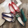 Casual Shoes Crystal Flower Decoration Jelly Flat Women Solid Green/purple Pvc Beach Loafers Waterproof Summer Diamond Flats For