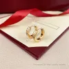 orecchini di gioielli firmati Regali Orecchini a bottone Orecchini Hip Hop in oro con nastro rosa per le donne Cerchio per matrimoni all'ingrosso Vacanze compleanno Natale Pasqua
