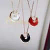 S925 Sterling Silver High Version Amulet Safety Talisman Netclace CNC Precision 18k Rose Gold White Fritillaria Red and Black Chalcedony