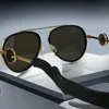 A012 Hot Hoge Kwaliteit Merk Designer Fashion Party Vintage Ovale Metalen Pilot Dames Zonnebril Voor Mannen UV Bril Met Ketting