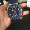 24 ٪ قبالة ساعة ساعة بيع الساخنة ذكر Blue Rubber Man Mechanical Mechanical Automatic Style Wristwatch 030