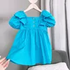 Vestidos para meninas, vestido para meninas, manga bufante, doce, casual, princesa selvagem, algodão, 2-8 anos, bebê, verão, roupas infantis de alta qualidade