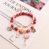 Charmarmband 2024 Korean Fashion Sweet Crystal Armband Girl Flower Pearl Water Chain Jewelry for Women Gifts