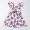 Flickaklänningar exklusiva Girlymax Independence Day 4 juli Baby Girls Boutique Clothes Milk Silk Star Dress Ruffles