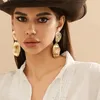 Kolczyki Dangle Punk Cowboy Hat Metal for Women 2024 Trendy Goth Heavy Ear Post Rock Jewelry Akcesoria Prezenty