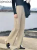 Pantalon femme élégant automne hiver tricot épais tempérament dames laine jambe large décontracté ample taille haute pantalon