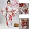 Vêtements ethniques Épiphyllum pour enfants asiatiques Kimono imprimé Peignoir japonais Fille Tempérament Bow Princesse Jupe Robe de performance