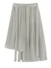 Skirts For Women High Elastic Waist Gray Irregular Ribbon Long Casual Fashion Spring Autumn Clothing 2024 Faldas