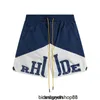 Rhode High Street Rhude Patchwork Farbe Kontrast Brief Gedruckt Capris Gerade Seil Casual Sommer Lose Tube Herren und Damen Shorts