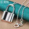 Pendants DOTEFFIL 925 Sterling Silver Squer Lock Necklace 18-30 Inch Chain For Woman Man Fashion Wedding Engagement Party Charm Jewelry